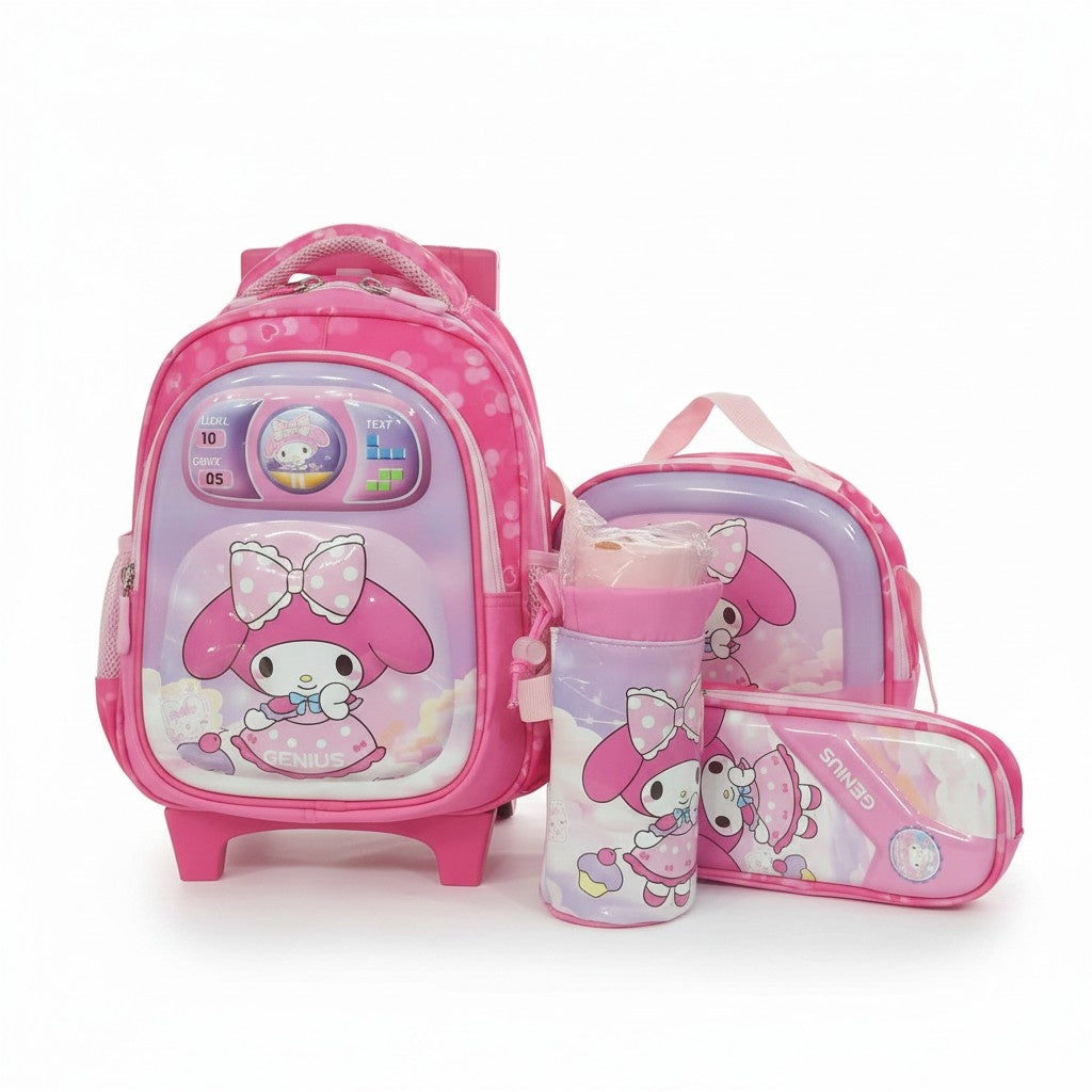 Genius Kids 4pc Set with Trolley — Bunny Pink — 14 inch