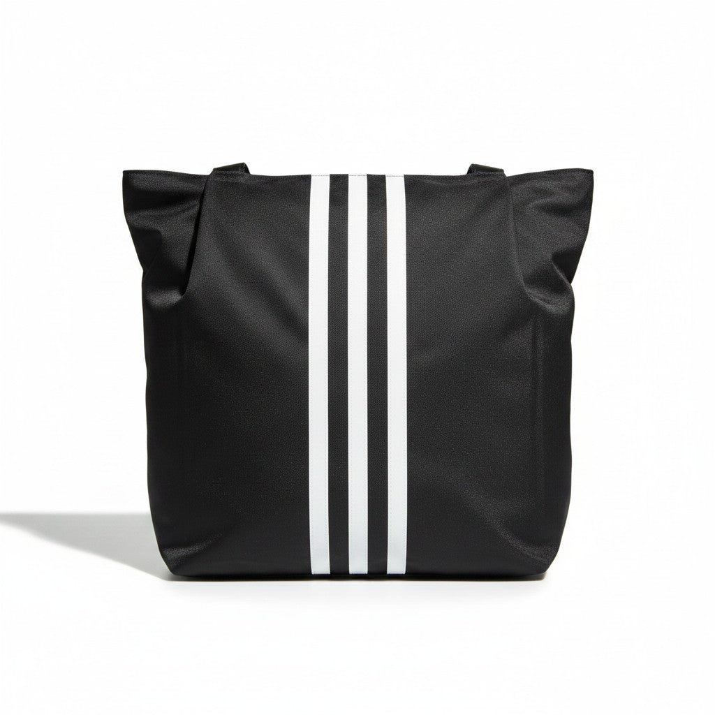 Black 3-Stripes Shoulder Tote Bag - Gym, Work & Everyday