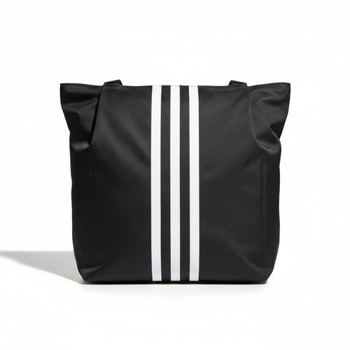 Black 3-Stripes Shoulder Tote Bag - Gym, Work & Everyday