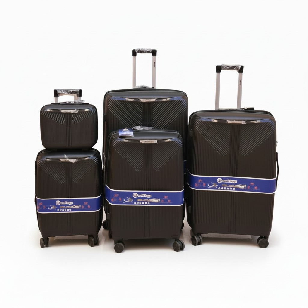 Sword Polypropylene Luggage Set — 5 Pieces — Black