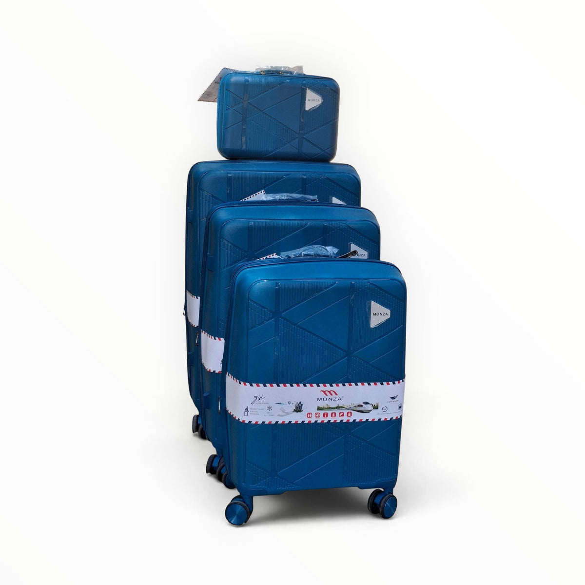 Monza Polypropylene Luggage Set — 4 Pieces — Blue