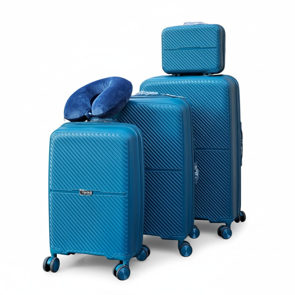 Travel Bags Polypropylene Luggage Set — 4 Pieces — Turquoise