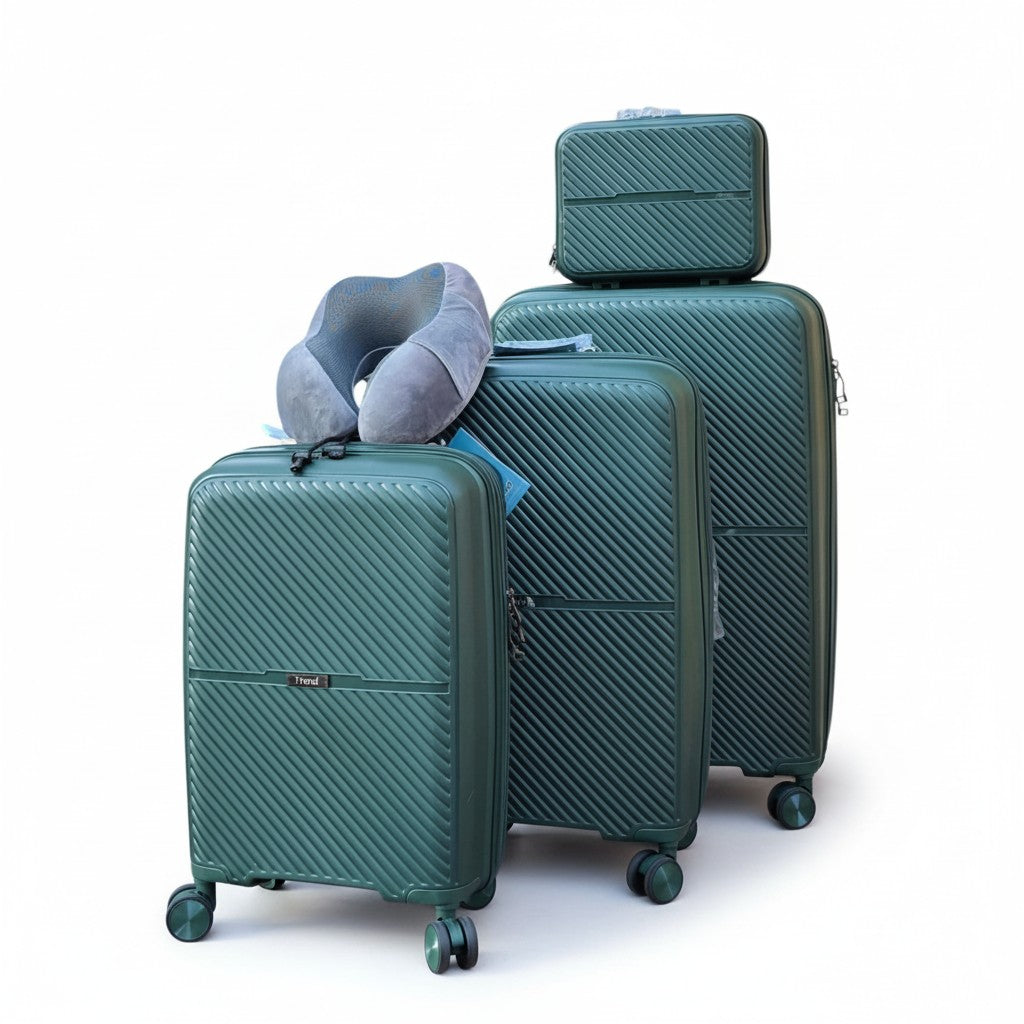 Travel Bags Polypropylene Luggage Set — 4 Pieces — Green
