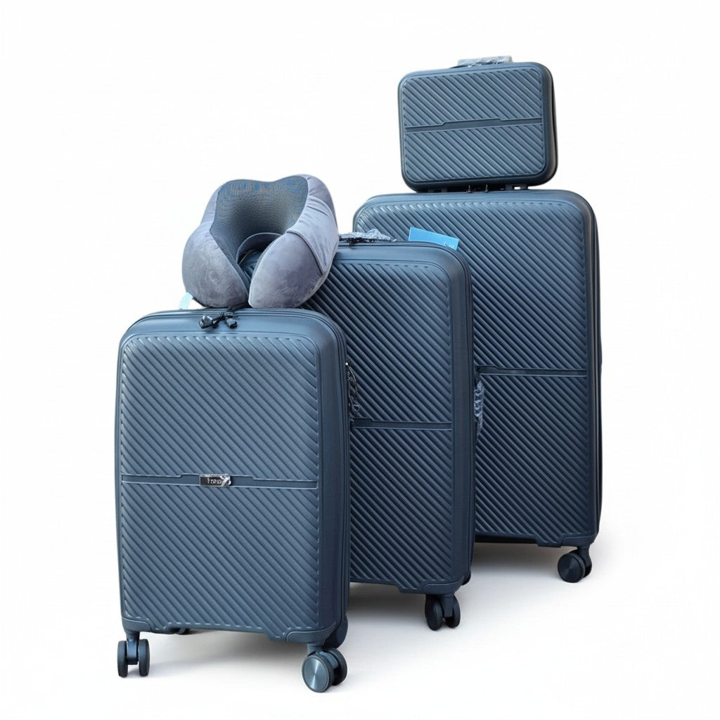 Travel Bags Polypropylene Luggage Set — 4 Pieces — Dark Grey
