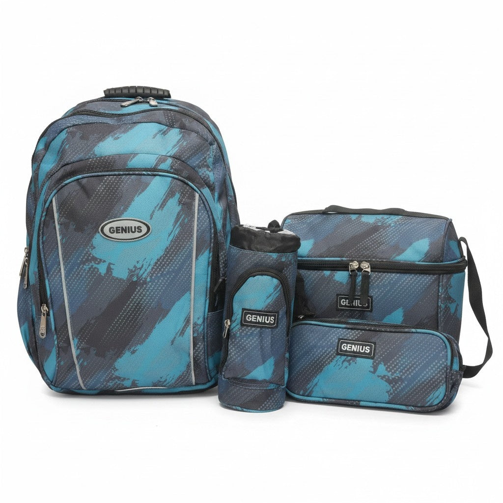 Genius Teen 4pc School Set — Blue Paint Splash — 16 inch
