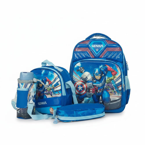 Genius Kids 4pc School Set — Shield Blue — 12 inch