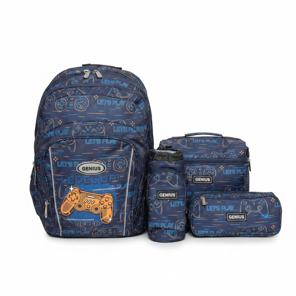Genius Teen 4pc School Set — Navy Gamer — 16 inch