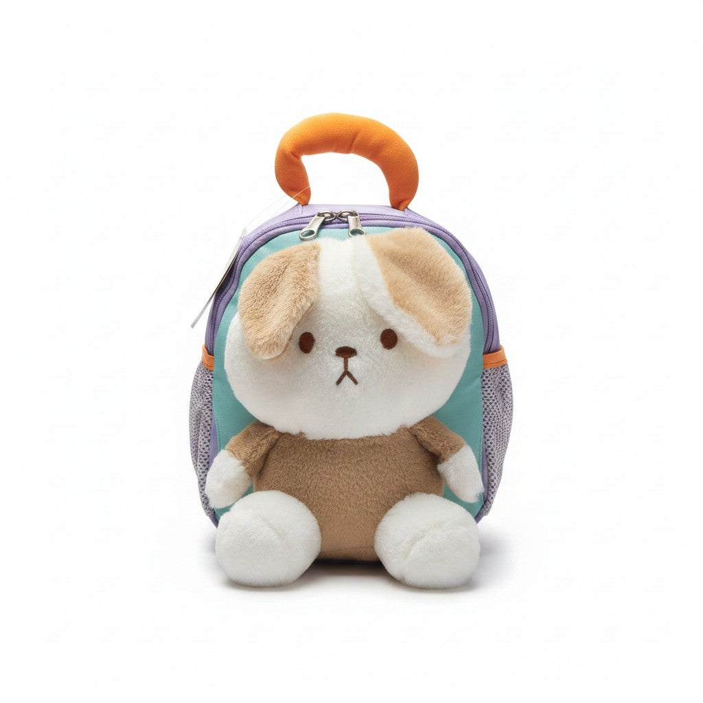 Kids Fluffy Backpack — Lilac Puppy