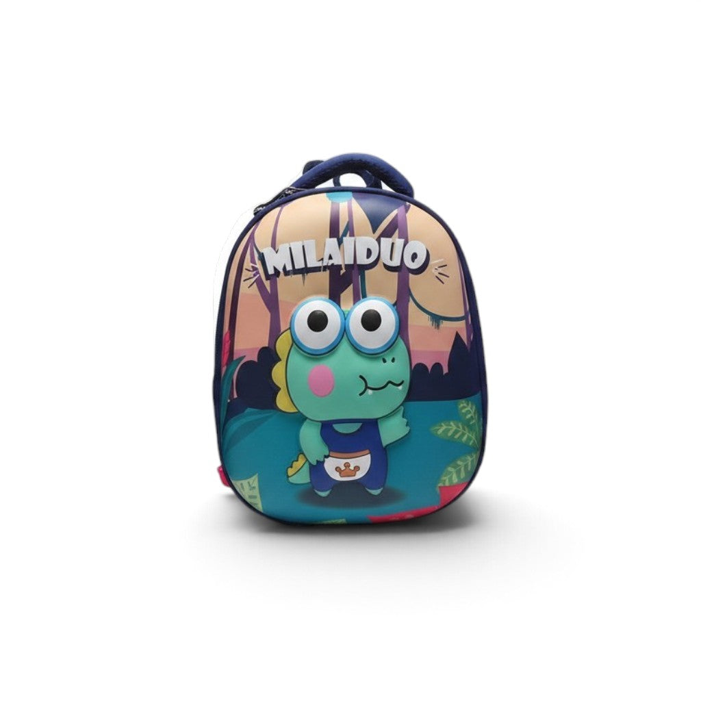 Kids Flat Backpack — Navy Dino