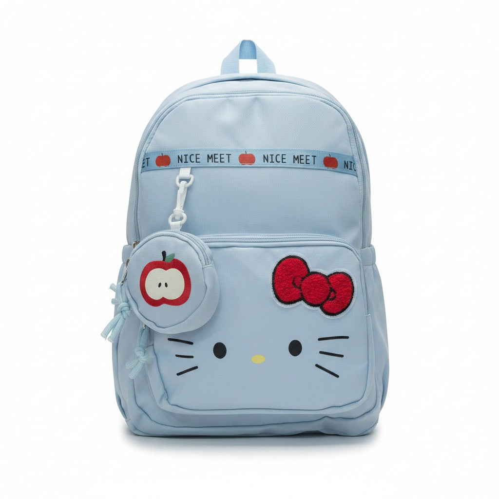 Kitty Backpack with Coin Purse — Pale Blue