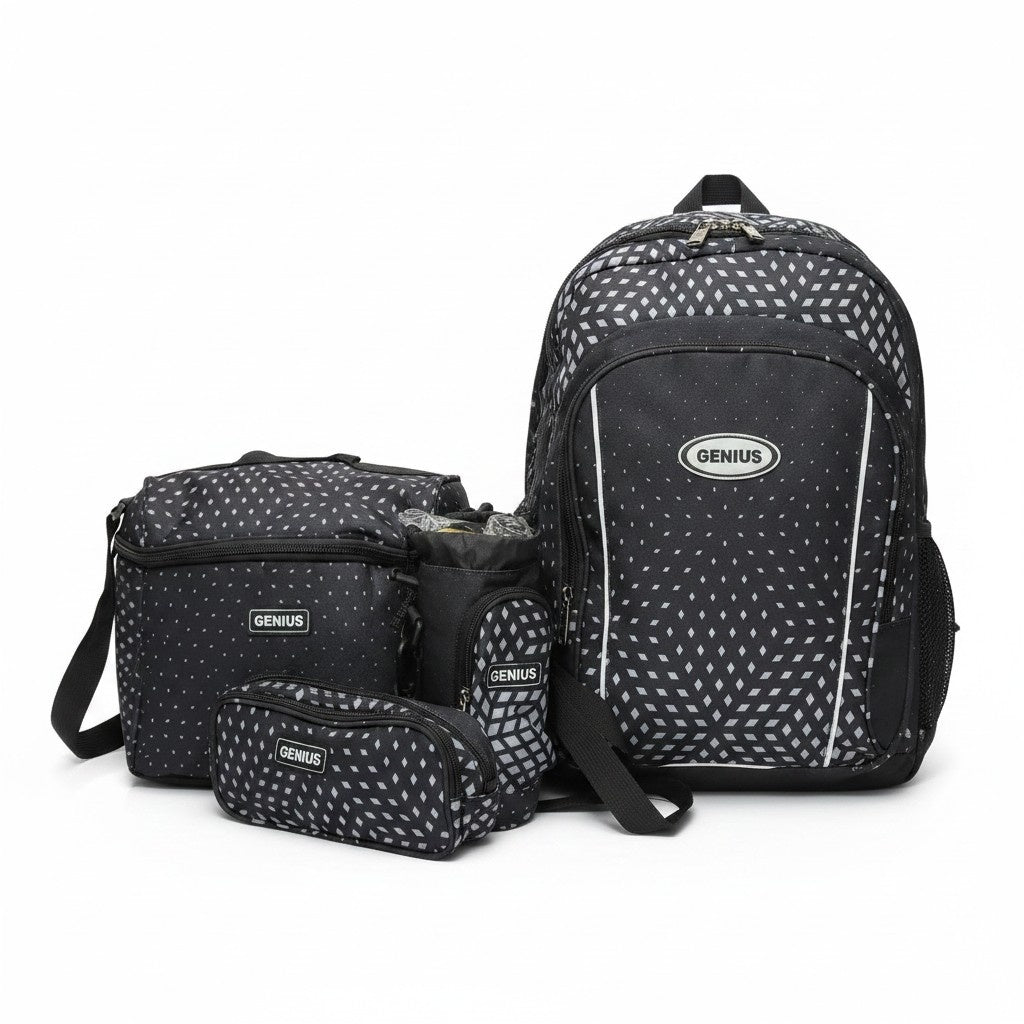 Genius Teen 4pc School Set — Black Diamond — 16 inch