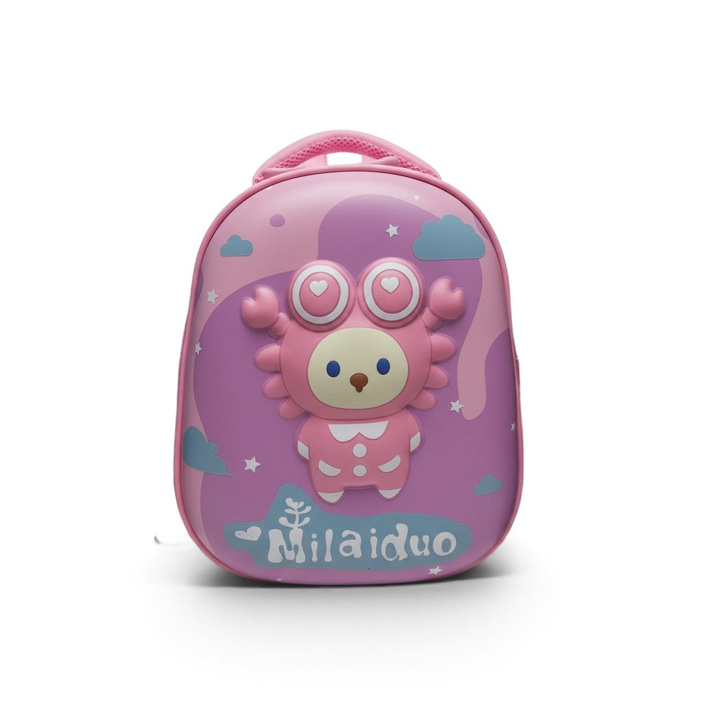 Kids Flat Backpack — Pink Bear
