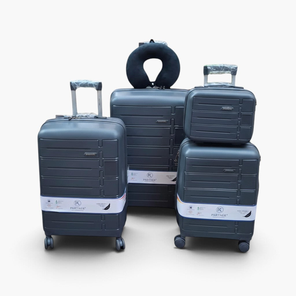 Carreau Polypropylene Luggage Set — 4 Pieces — Grey